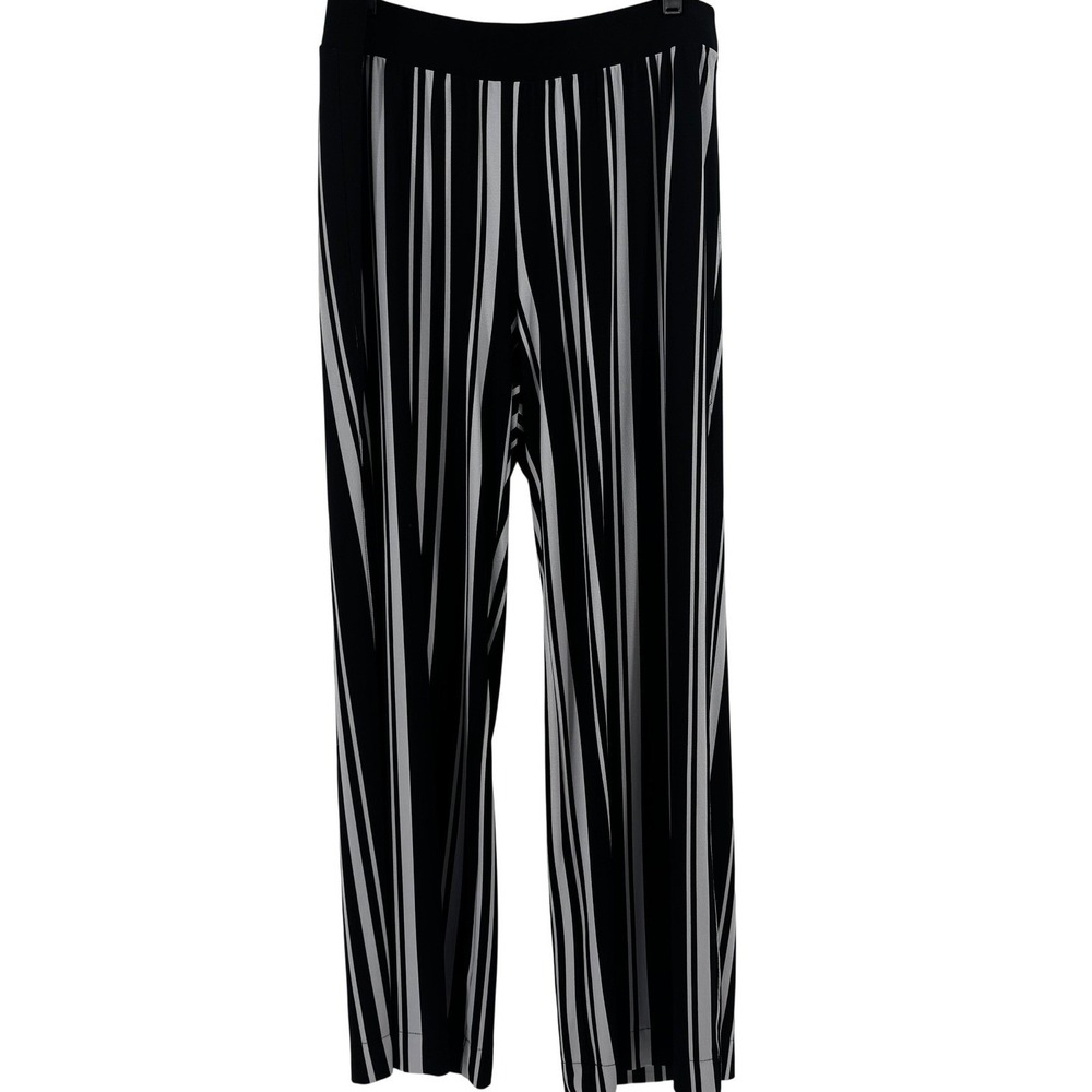 INC International Concepts Black White Stripe Wide Leg Pants Plus Size 1X Comfy